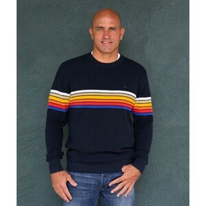 Outerknown Men’s Sweater Nostalgic Black Stripe Size Medium Cotton Knit Casual